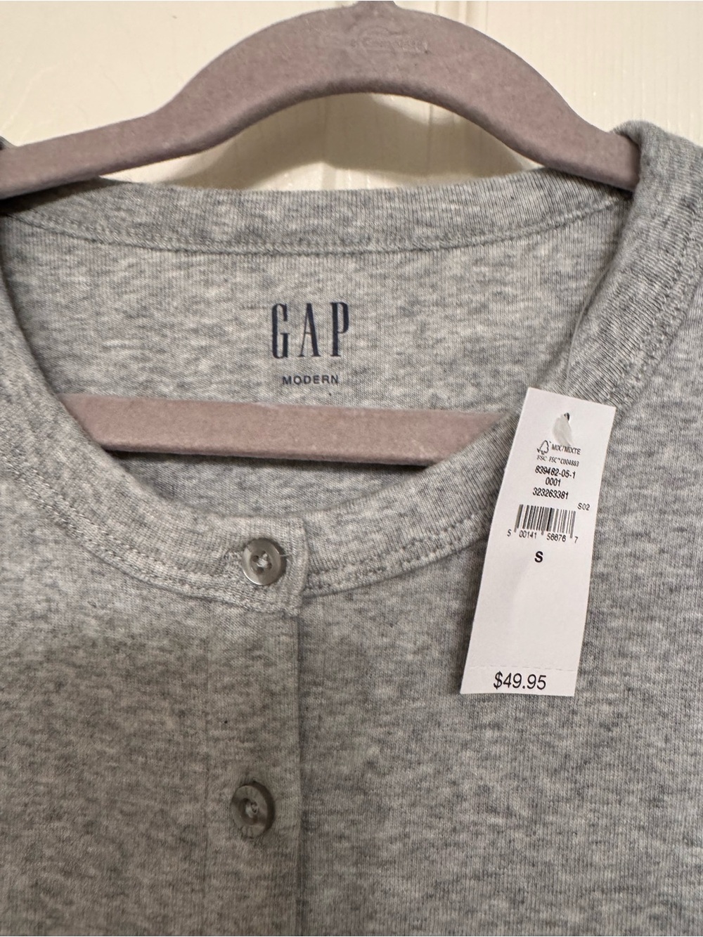 NEW - GAP Light heather gray Button-Front Long Sleeve Cardigan - Picture 6 of 7